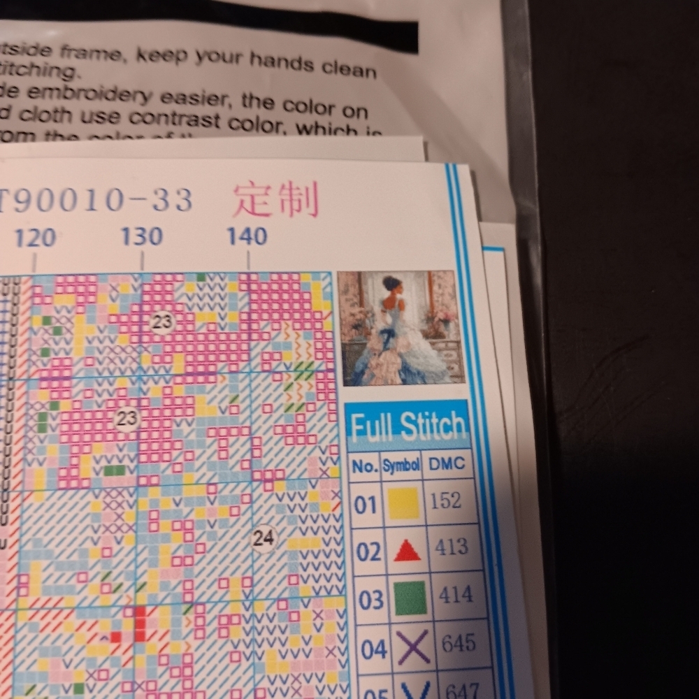 Elegant Lady Blue And Pink Cross-Stitch Pattern Kit 30x40